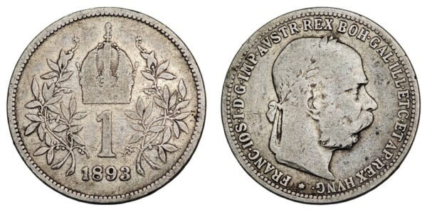 AUSTRIA 1 corona 1893 / Silver / VF