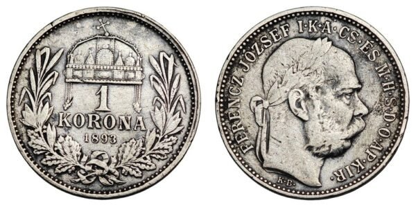 HUNGARY 1 korona 1893 / Silver / VF