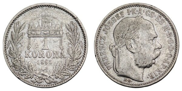 HUNGARY 1 korona 1895 / Silver / VF