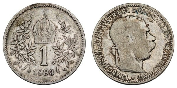 AUSTRIA 1 corona 1893 / Silver / VF-