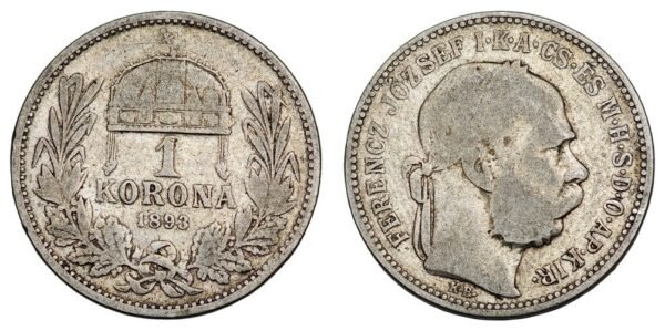 HUNGARY 1 korona 1893 / Silver / VF-