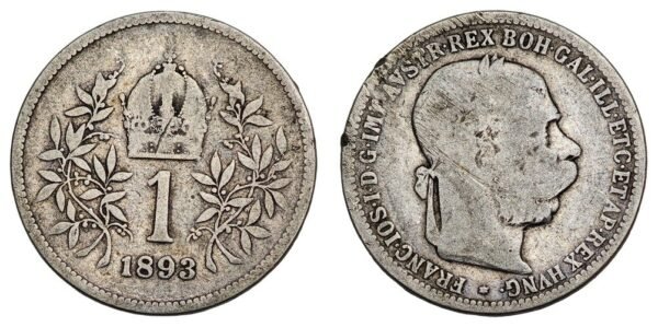 AUSTRIA 1 corona 1893 / Silver / F+