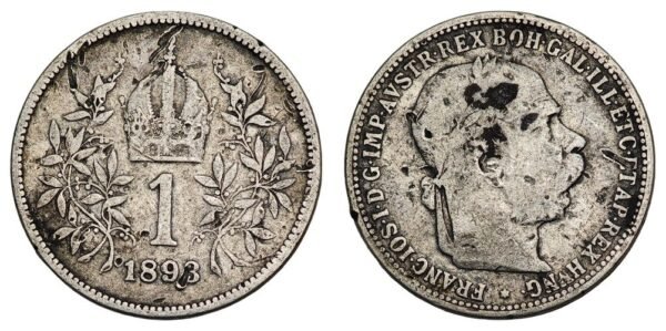 AUSTRIA 1 corona 1893 / Silver / F+