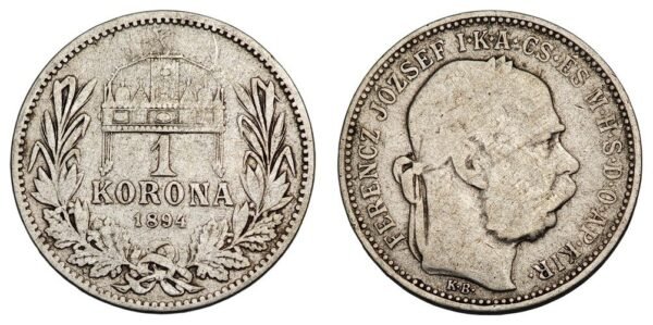 HUNGARY 1 korona 1894 / Silver / F+