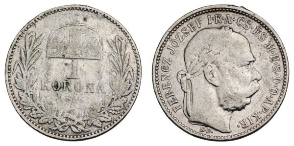 HUNGARY 1 korona 1896 / Silver / F+