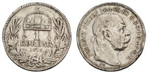 HUNGARY 1 korona 1915 / Silver / F+