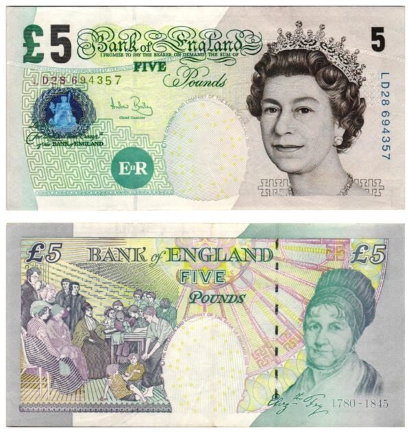 ENGLAND 5 pounds 2002 VF+