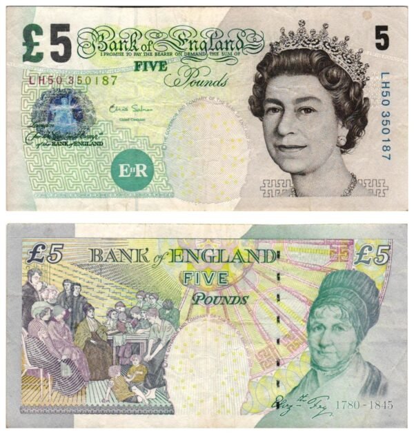 ENGLAND 5 pounds 2002 VF