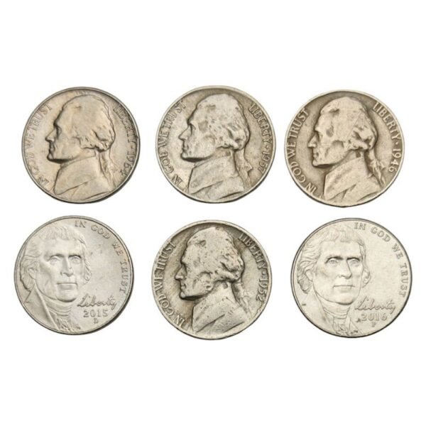 UNITED STATES OF AMERICA Jefferson Nickel coins lot 6 pcs.