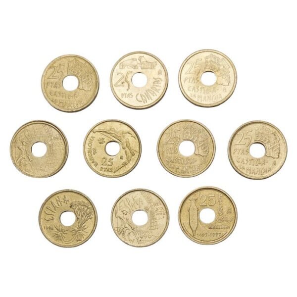 SPAIN 25 pesetas coins lot 10 pcs.
