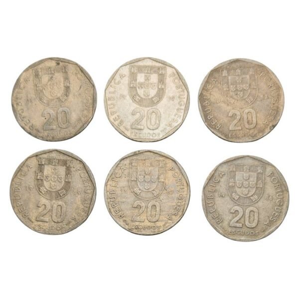 PORTUGAL 20 escudos coins lot 6 pcs.