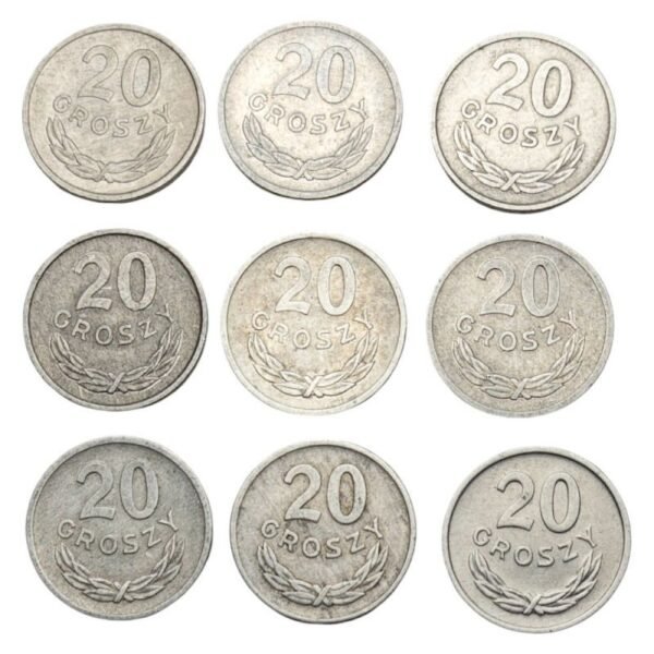 POLAND 20 groszy coins lot 9 pcs.