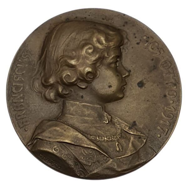 AUSTRIA-HUNGARY Franz Joseph Otto von Habsburg Medal by H. Kautsch / 1917 / 65 mm / 127 g / large medal