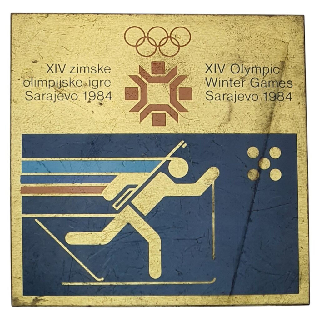 YUGOSLAVIA 1984 Sarajevo Olympic Games / Biathlon / Souvenir Plaque / Ozeha Inteprogres