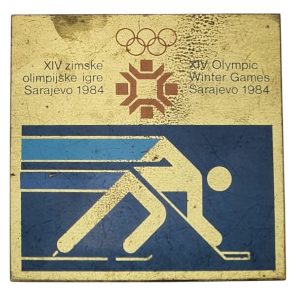 YUGOSLAVIA 1984 Sarajevo Olympic Games / Hockey / Souvenir Plaque / Ozeha Inteprogres