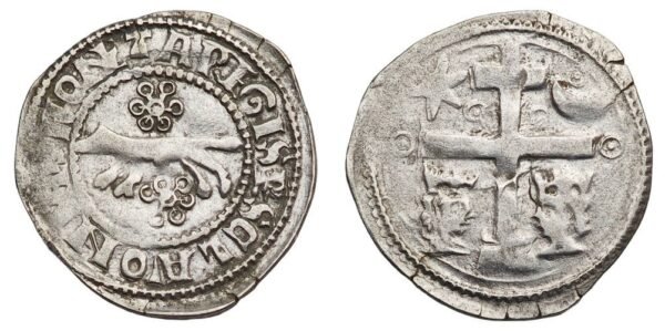 CROATIA 1 denar ND(1322-1325) / Slavonia / king Charles Robert / ban Nikola Omodejev / Ꙩ - Ꙩ / Silver /