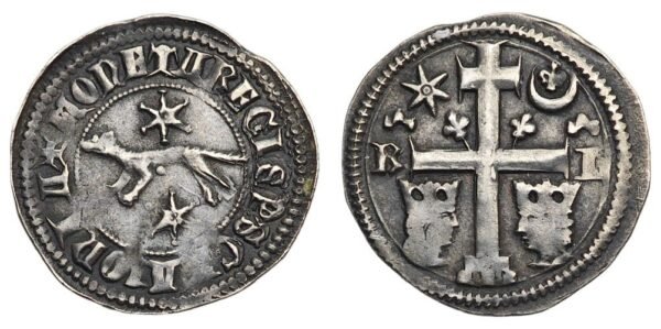 CROATIA 1 denar ND(1272-1290) / Slavonia / king Ladislav IV / R - L / cerscent with fleur-de-lis / Silver /