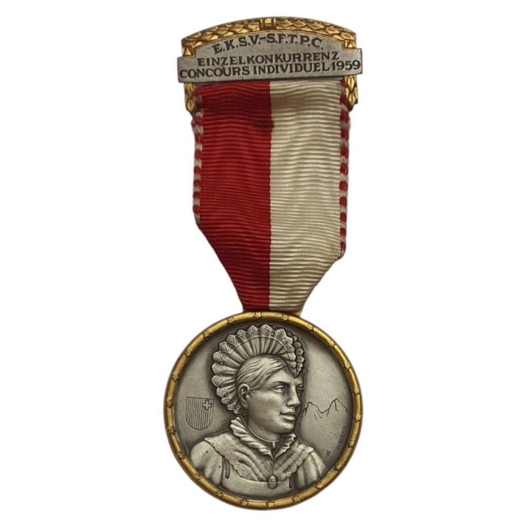 SWITZERLAND 1959 Shooting Festival / No 10 / Schwyz / National Costumes / medal
