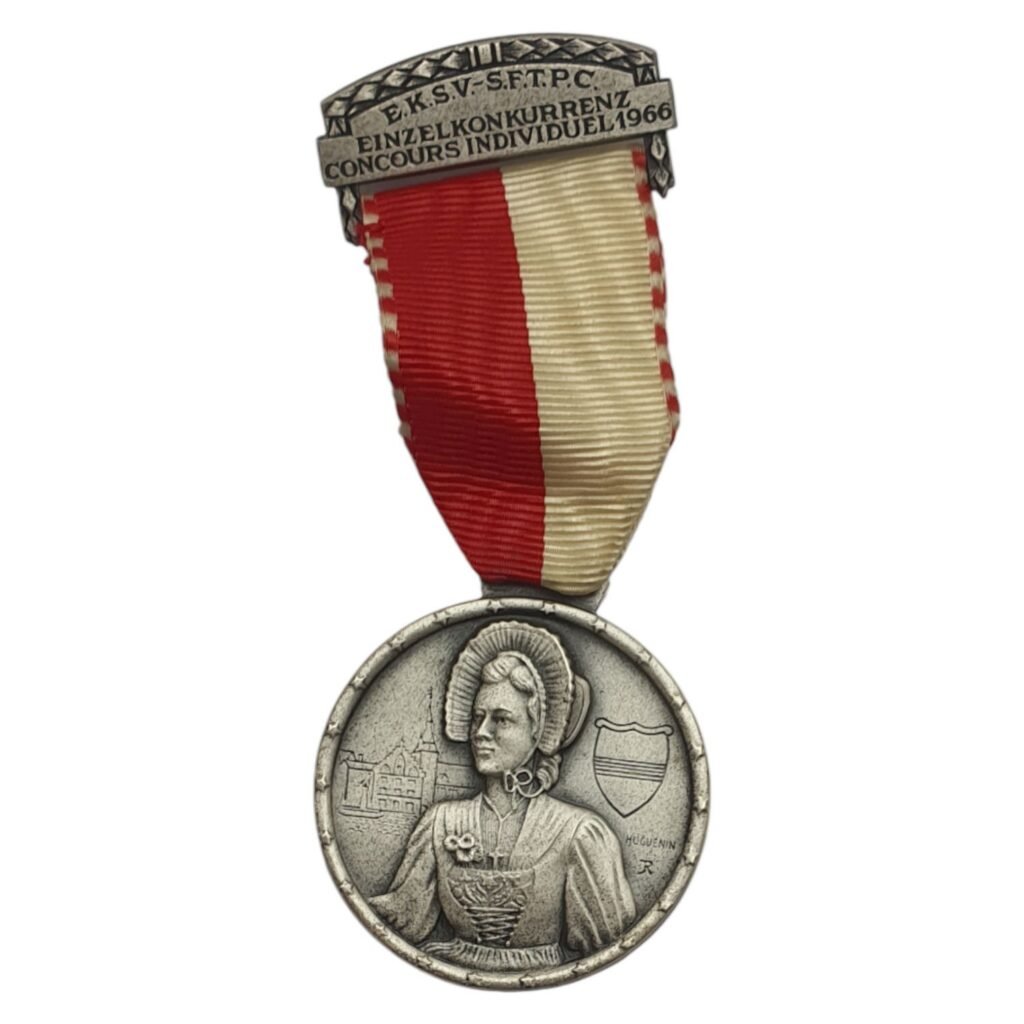 SWITZERLAND 1966 Shooting Festival / No 17 / Zug / National Costumes / medal