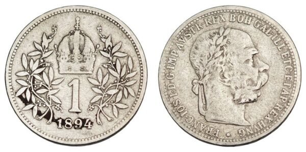 AUSTRIA 1 corona 1894 / Silver / VF