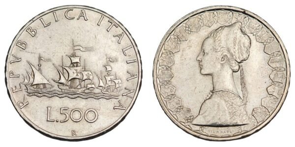 ITALY 500 lire 1966 / Silver / VF