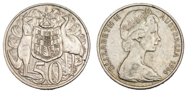AUSTRALIA 50 cents 1966 / Silver / VF