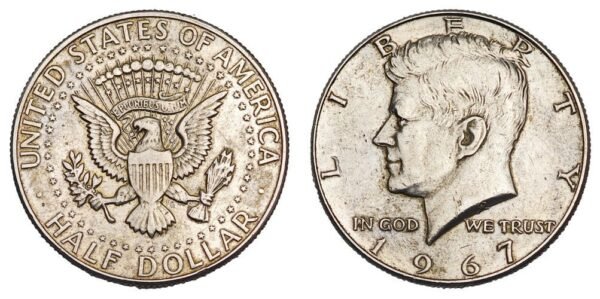 UNITED STATES OF AMERICA 1/2 dollar 1967 / Silver Kennedy Half Dollar / VF