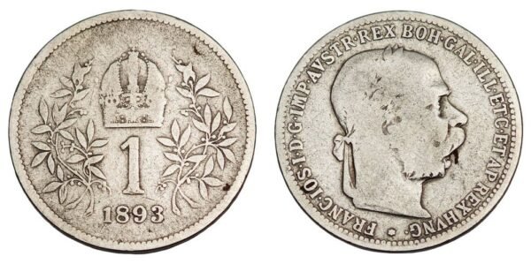 AUSTRIA 1 corona 1893 / Silver / F+