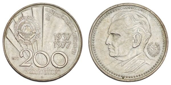 YUGOSLAVIA 200 dinara 1977 / 85th Birthday of Josip Broz Tito / Silver / UNC-