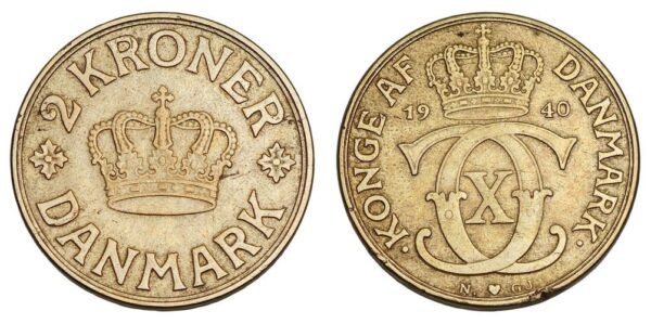 DENMARK 2 kroner 1940 VF-