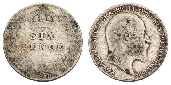 GREAT BRITAIN 6 pence 1910 / Silver / F