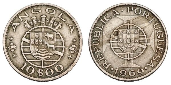 ANGOLA 10 escudos 1969 / Portuguese colony / VF