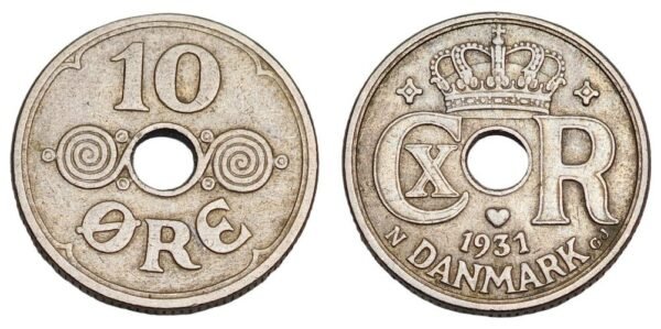 DENMARK 10 ore 1931 VF