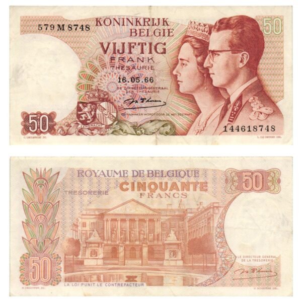 BELGIUM 50 francs 1966 VF