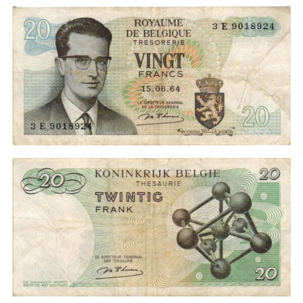 BELGIUM 20 francs 1964 VF