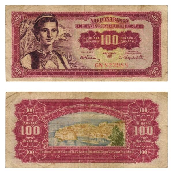YUGOSLAVIA 100 dinara 1955 / Dubrovnik / VF-