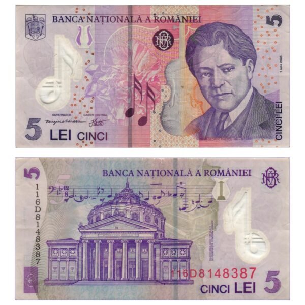 ROMANIA 5 lei 2005 / polymer plastic / VF