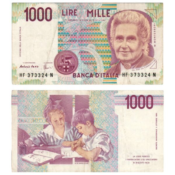 ITALY 1000 lire 1990 VF