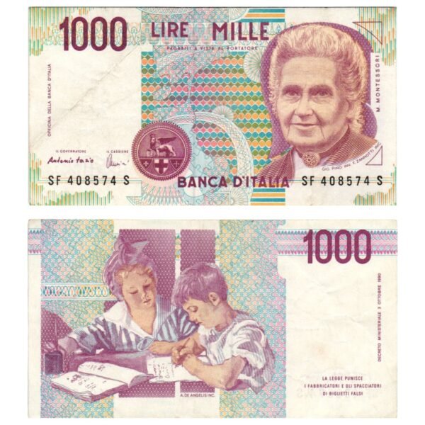 ITALY 1000 lire 1992 VF