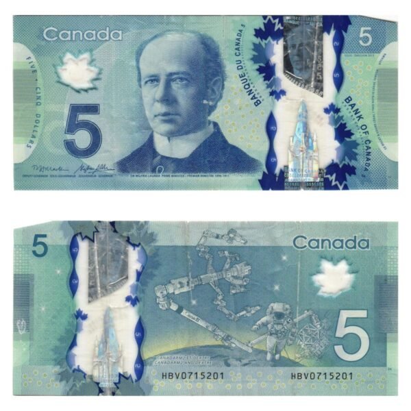 CANADA 5 dollars 2013 / missing part / polymer plastic / VG
