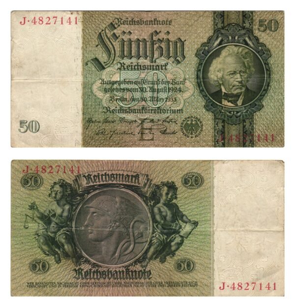 GERMANY 50 reichsmark 1933 / Letter E / VF