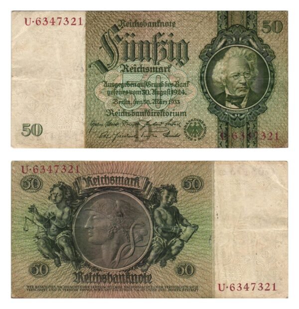 GERMANY 50 reichsmark 1933 / Letter D / VF
