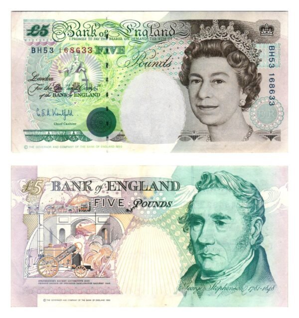 ENGLAND 5 pounds 1990 VF+