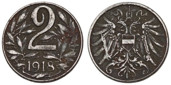 AUSTRIA 2 heller 1918 VF