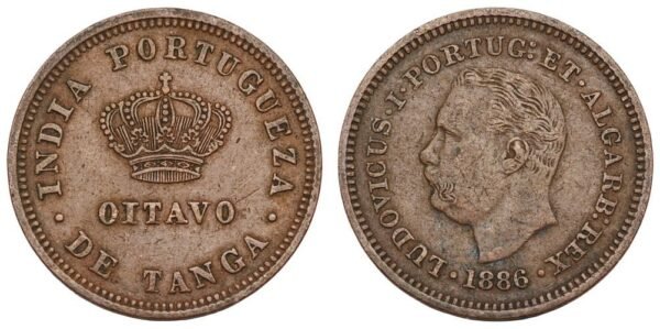 INDIA 1/8 tanga 1886 / Portuguese colony / VF