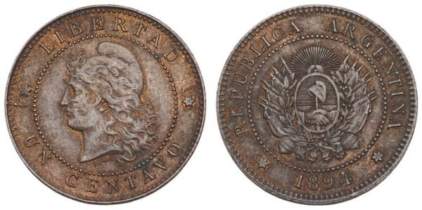 ARGENTINA 1 centavo 1894 VF