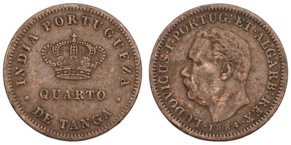 INDIA 1/4 tanga 1884 / Portuguese colony / VF