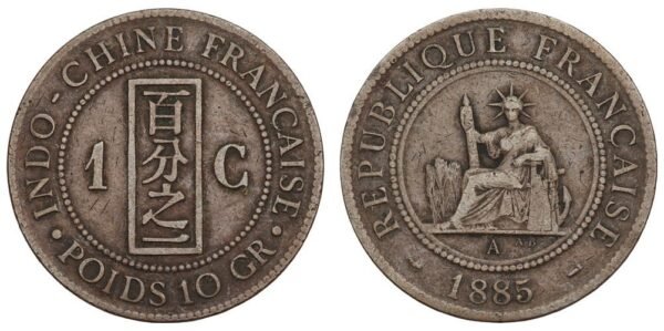 FRENCH INDOCHINA 1 cent 1885 VF