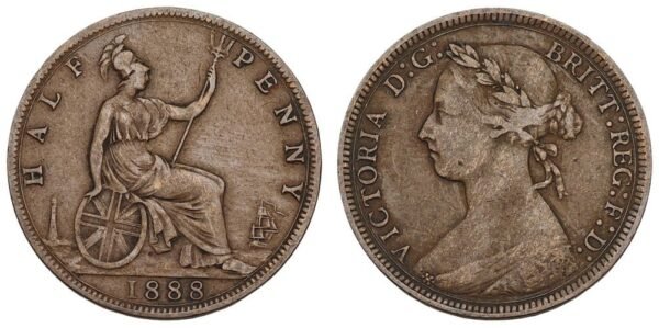 GREAT BRITAIN 1/2 penny 1888 VF