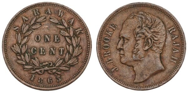 SARAWAK 1 cent 1863 VF